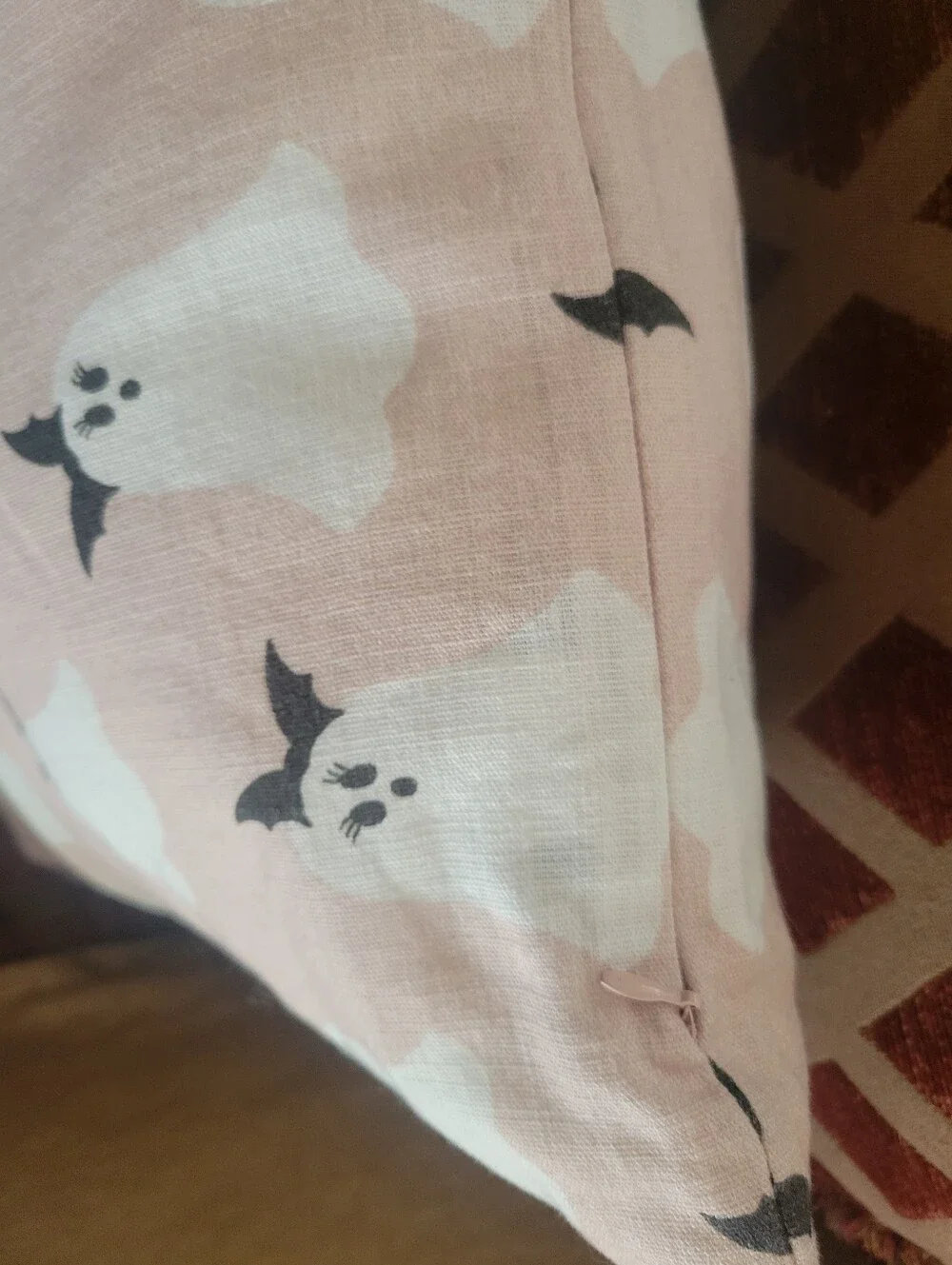 Pink Ghost Print Decorative Pillow